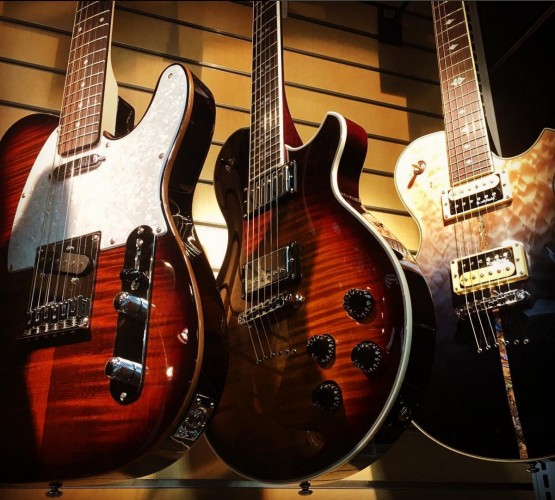 Michael Kelly 1950s and Patriot electric guitars at Bertrand's Music in San Diego, CA